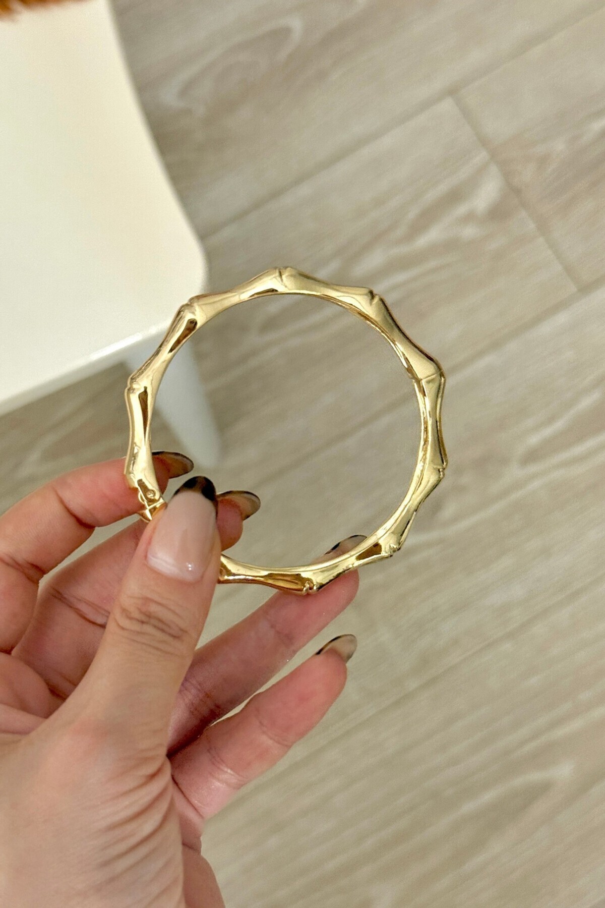 Altın10 Çelik Kalın Kelepçe Bilezik Ayarlanabilir Kadın Erkek Unisex