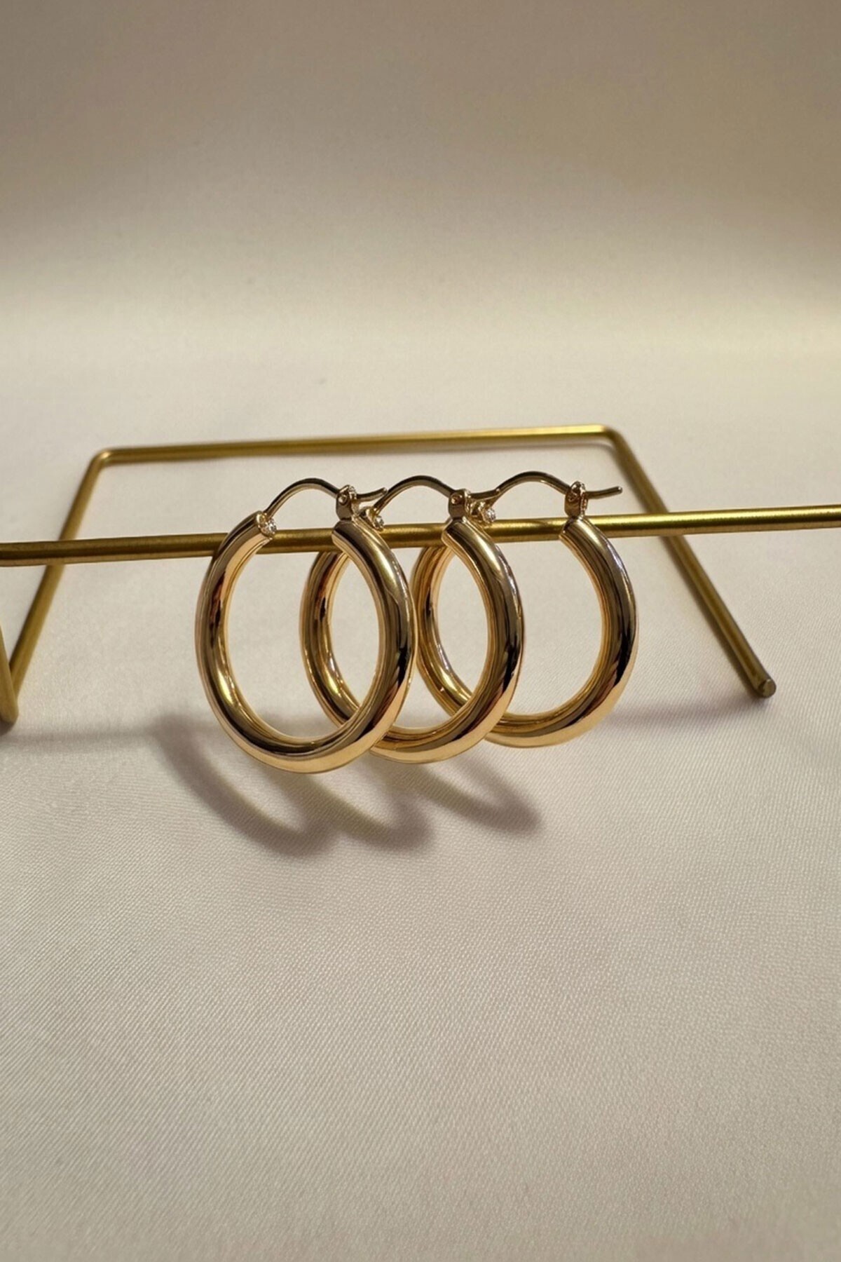 Gold 3 Lü Halka Küpe
