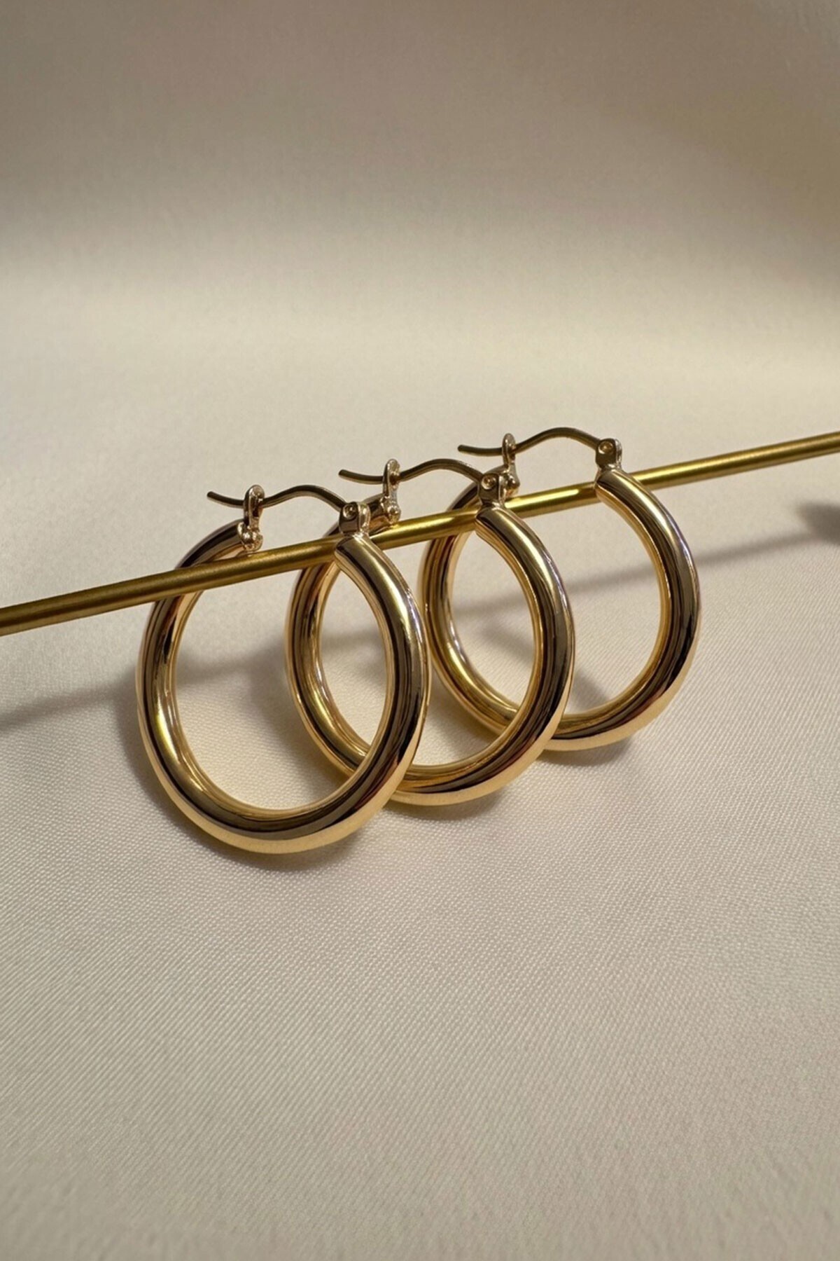 Gold 3 Lü Halka Küpe