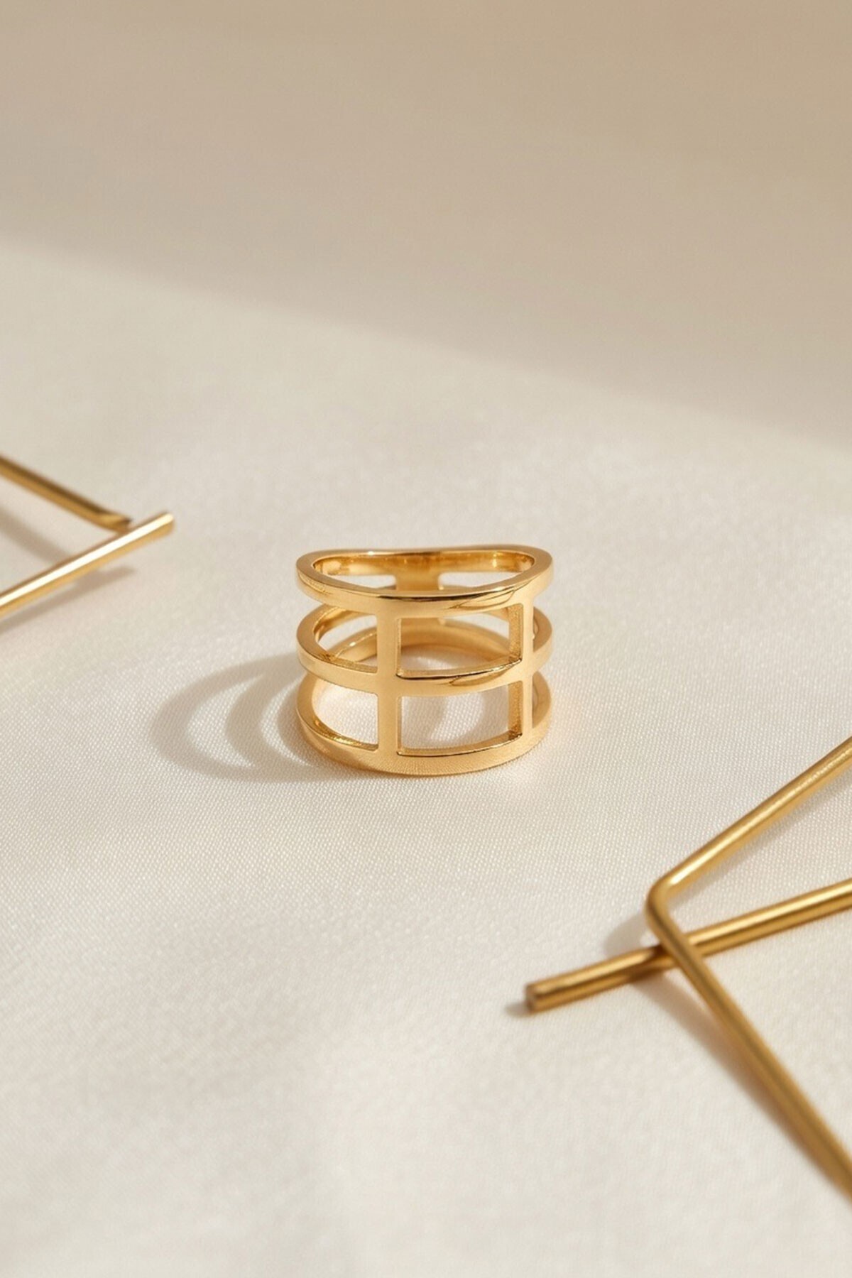 Gold Ayarlanabilir Sıralı Tasarım Yüzük