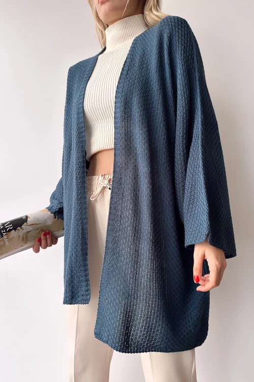 İndigo Yarasa Kol Salaş Triko Hırka BC231018