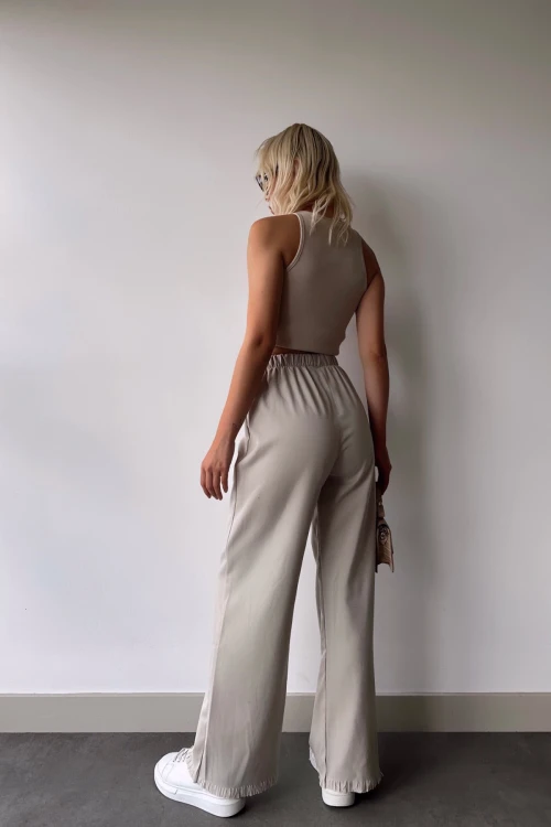 Taş Paçası Püsküllü Palazzo Pantolon BCDF-231101