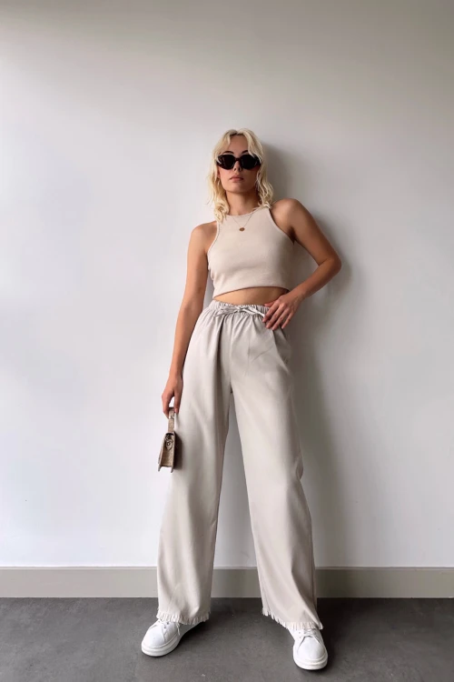 Taş Paçası Püsküllü Palazzo Pantolon BCDF-231101