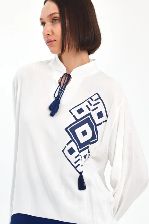 Maxi Boy Lacivert Renk Bloklu Çizgili Pantolon Ve Uzun Tunik Alt Üst Takım BCVL-241021