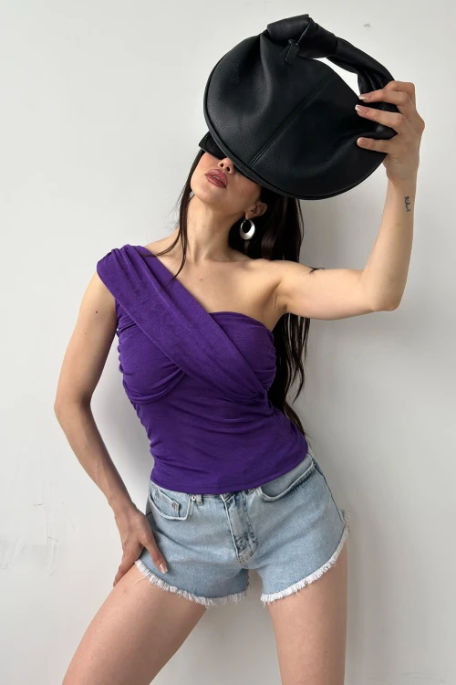 Mor Tek Omuz Buzzy Bluz BCDF-241060