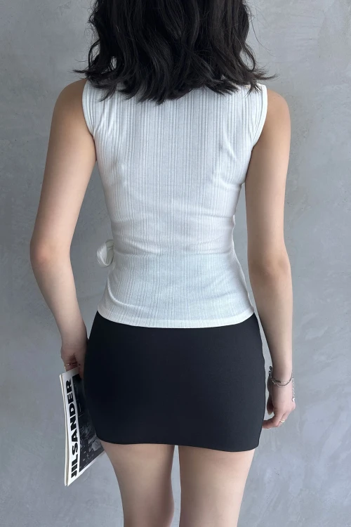 Beyaz Askılı Önü Kruvaze Bağlamalı Bluz BCDF-252180