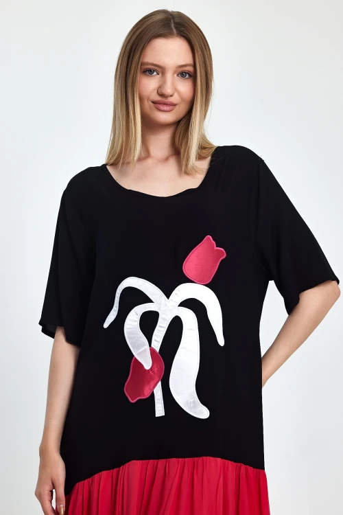 Maxi Boy Fuşya Nakış İşlemeli Dokuma Viscon Elbise BCVL-251041