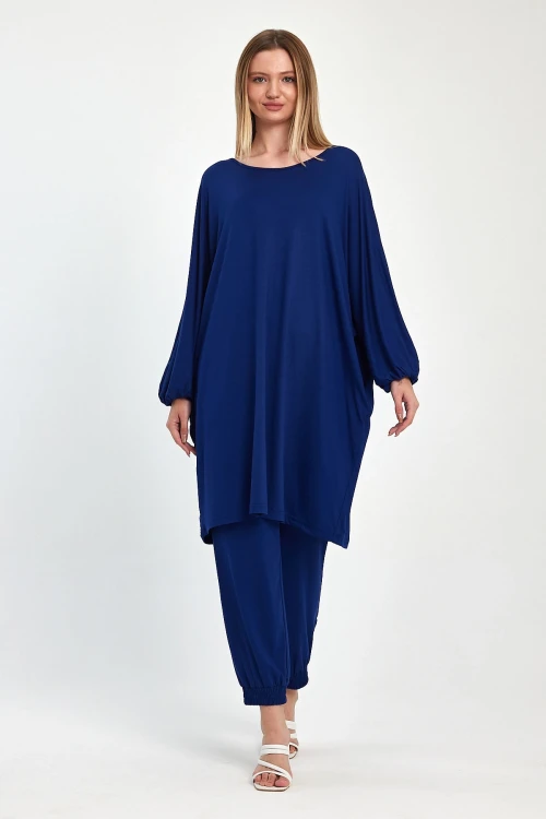 Maxi Boy Lacivert Tunik Ve Pantolon Örme Viscon Alt Üst Takım BCVL-251029