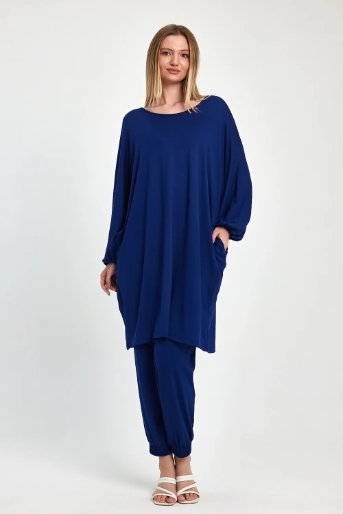 Maxi Boy Lacivert Tunik Ve Pantolon Örme Viscon Alt Üst Takım BCVL-251029