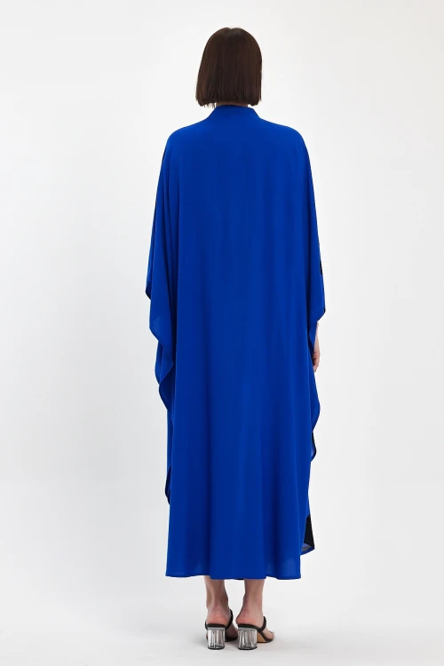 Maxi Boy Saks Nakış İşlemeli Dokuma Viscon Elbise BCVL-251033