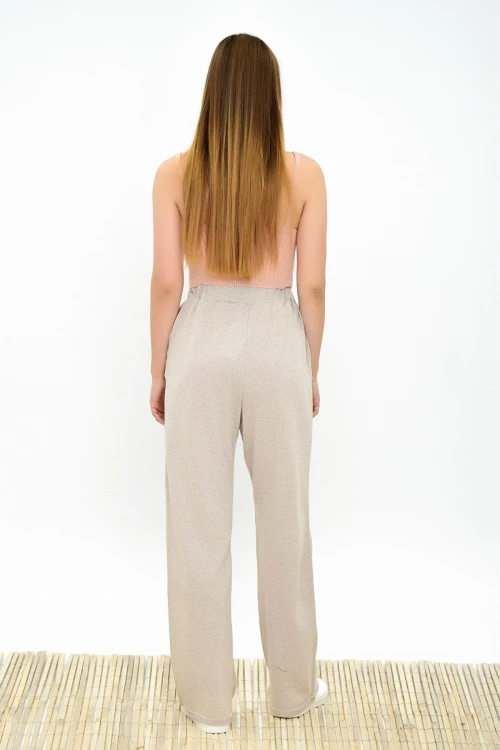Bej 2 İplik Cepli Bol Paça Pantolon CO-259292933