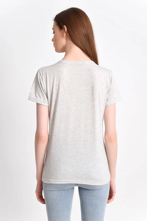 Bej Payet Cepli Kısa Kol V Yaka Bluz CO-259282830