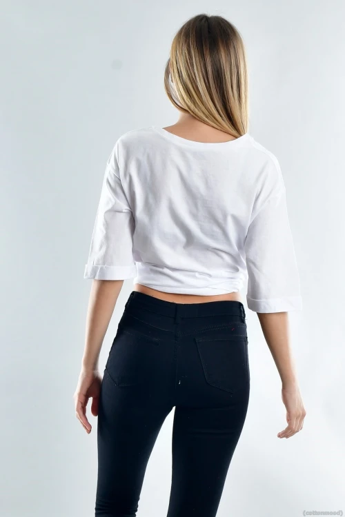 Beyaz Leave It Taş Baskılı Kısa Kol Tişört CO-2520021930