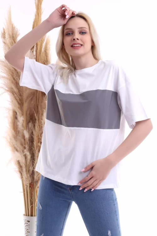 Beyaz Süprem Reflektörlü Kısa Kol Tişört CO-2521113690