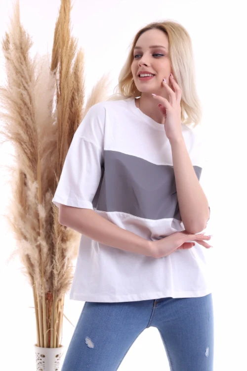 Beyaz Süprem Reflektörlü Kısa Kol Tişört CO-2521113690