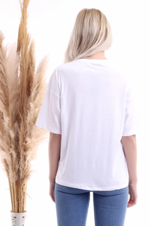 Beyaz Süprem Reflektörlü Kısa Kol Tişört CO-2521113690