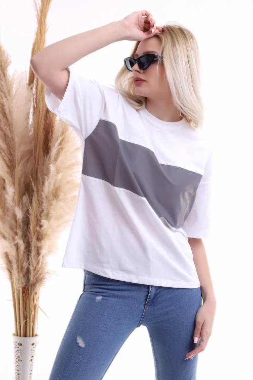 Beyaz Süprem Reflektörlü Kısa Kol Tişört CO-2521113690