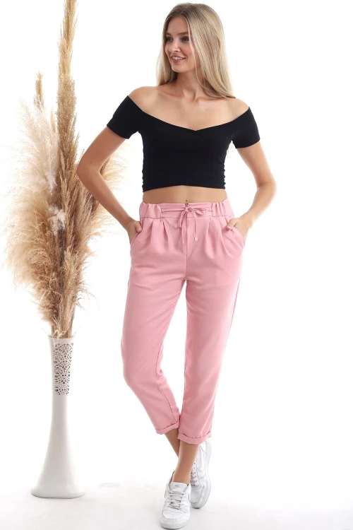 Gül Kurusu Fermuarlı Fleto Cepli Viscon Havuç Pantolon CO-2520343111