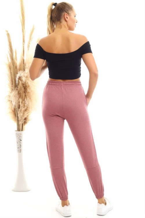 Gül Kurusu Yumuşak Dokulu Beli Ve Paçası Lastikli Pantolon CO-2520060629