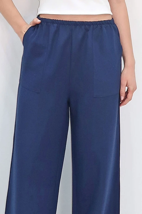 Lacivert Çift Cepli Yazlık Keten Dokuma Pantolon BCIR-251001