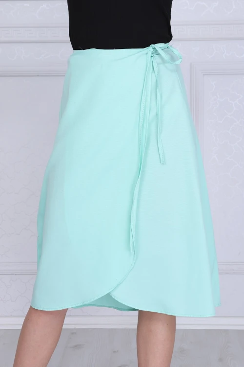 Mint Beli Bağlamalı Anvelop Dokuma Viskon Etek CO-259313124