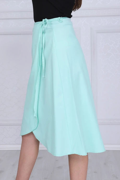 Mint Beli Bağlamalı Anvelop Dokuma Viskon Etek CO-259313124