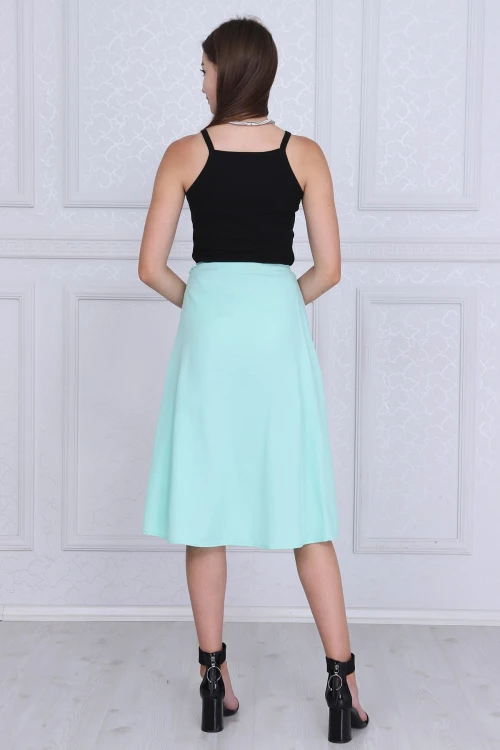 Mint Beli Bağlamalı Anvelop Dokuma Viskon Etek CO-259313124