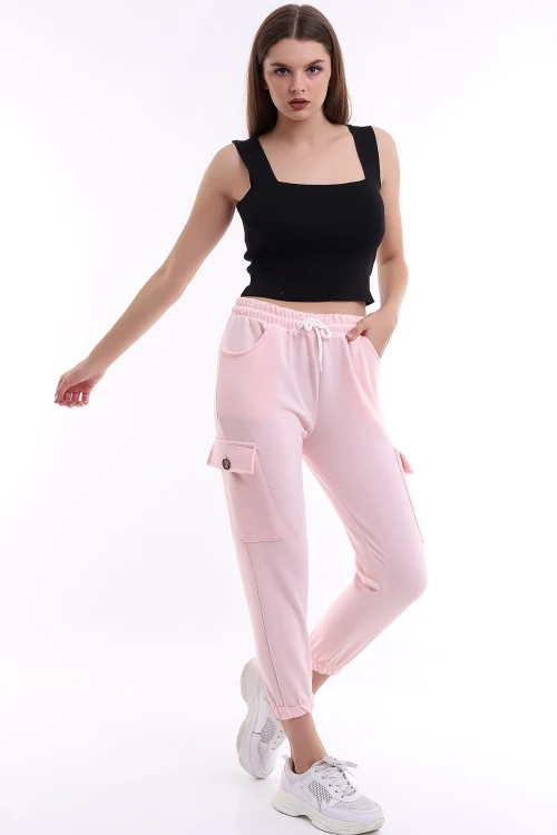 Pembe İki İplik Kargo Cepli Pantolon CO-2521323200