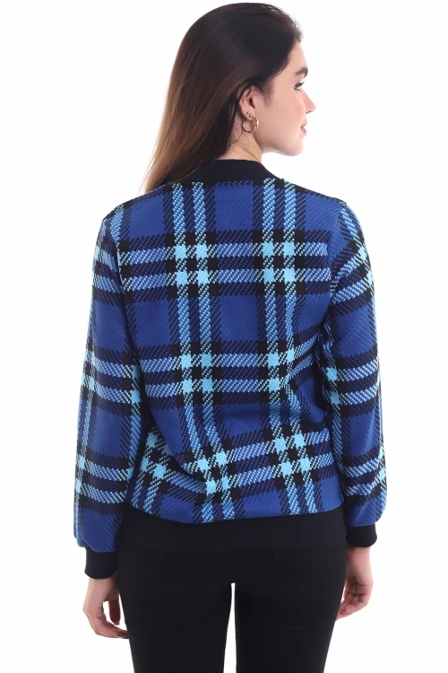 Saks Siyah Ekose Desenli Bomber Ceket CO-2521323204