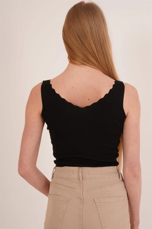 Siyah Merdiven Yaka Triko Bluz CO-2523256336