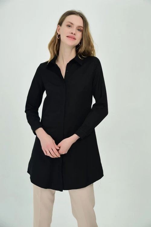 Siyah Uzun Kollu Dokuma Gömlek CO-259072734