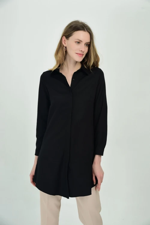 Siyah Uzun Kollu Dokuma Gömlek CO-259072734
