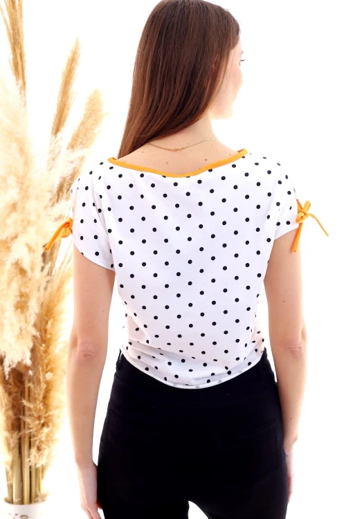 Turuncu Baskılı Bağlamalı Bluz CO-2520050510