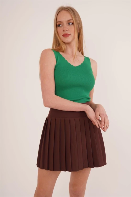 Yeşil Merdiven Yaka Triko Bluz CO-2523256336