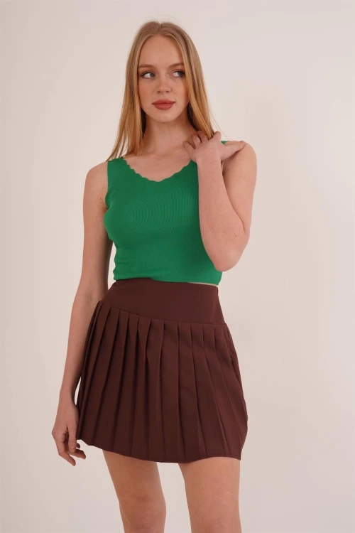 Yeşil Merdiven Yaka Triko Bluz CO-2523256336