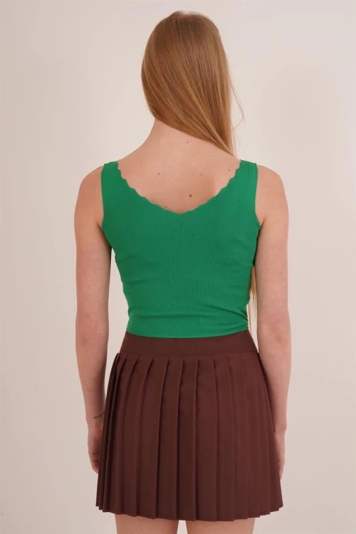 Yeşil Merdiven Yaka Triko Bluz CO-2523256336