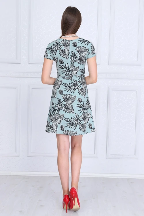 Yeşil Vizon Anvelop Yarasa Kol Dokuma Elbise CO-2593102403