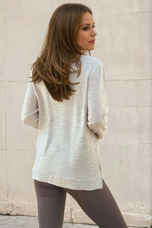 Bej Balıkçı Yaka Yumuşak Dokulu Salaş Kazak BCBSK-25700-3501