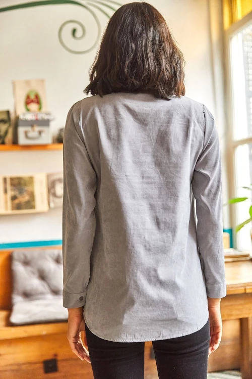 Gümüş Uzun Kollu Gömlek BCBSK-25700-K7335