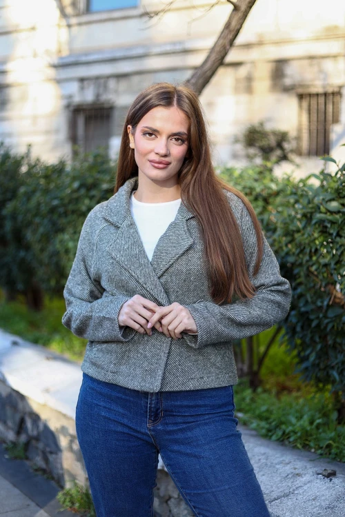 Haki Düğmeli Kısa Mevsimlik Ceket BCBSK-25700-3529