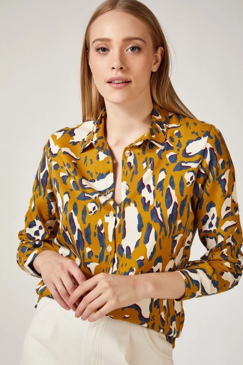 Hardal Desenli Uzun Kol Gömlek BCBSK-25700-K5809