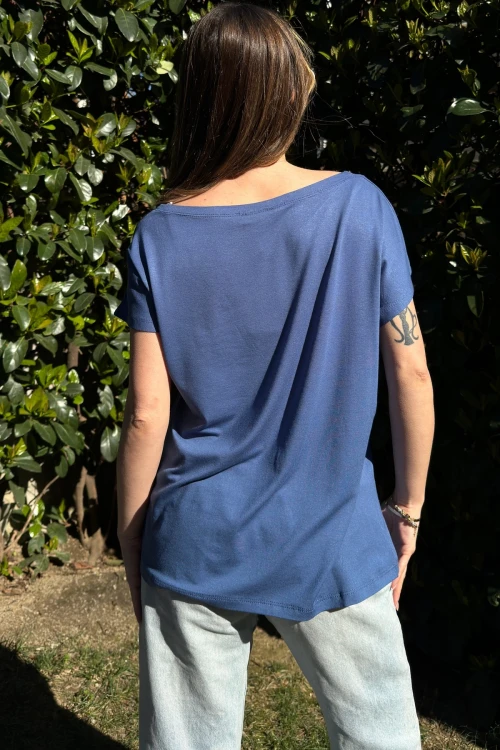 İndigo Color Block Salaş T-Shirt BCBSK-25700-3207