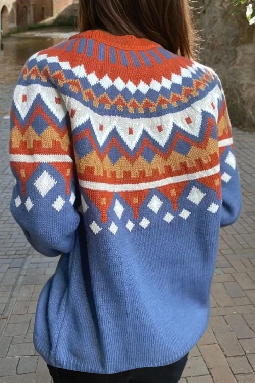 İndigo Triko Dokulu Oversize Yumuşak Kazak BCBSK-25700-CCK30010