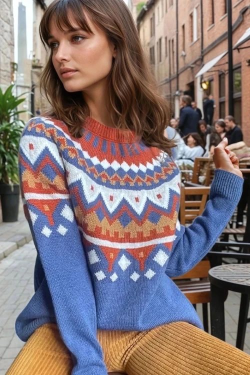 İndigo Triko Dokulu Oversize Yumuşak Kazak BCBSK-25700-CCK30010