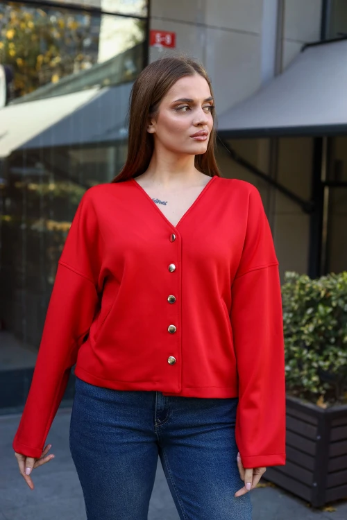 Kırmızı Çıt Çıtlı Mevsimlik Ceket BCBSK-25700-3510