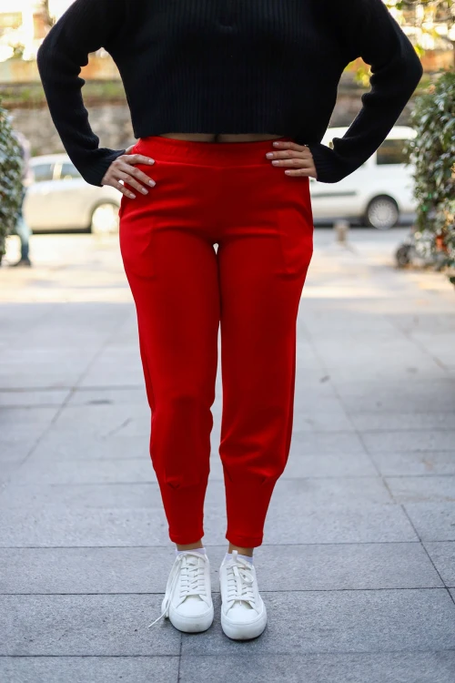 Kırmızı Yumuşak Dokulu Eşofman Altı BCBSK-25700-3507