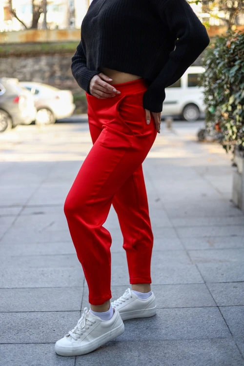 Kırmızı Yumuşak Dokulu Eşofman Altı BCBSK-25700-3507