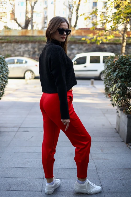 Kırmızı Yumuşak Dokulu Eşofman Altı BCBSK-25700-3507