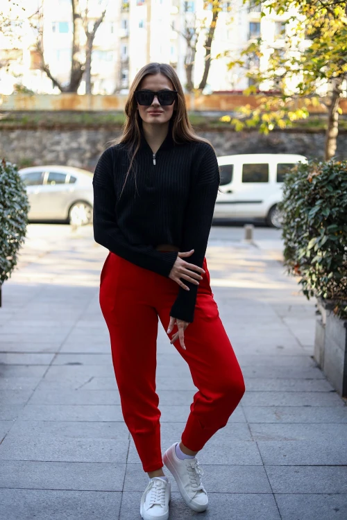 Kırmızı Yumuşak Dokulu Eşofman Altı BCBSK-25700-3507