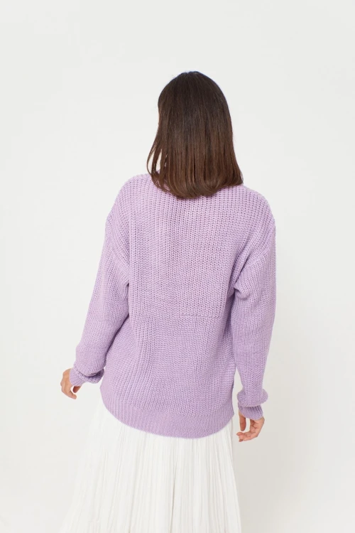 Lila Düğmeli Triko Hırka BCBSK-25700-K5552
